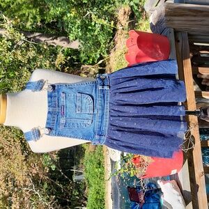 Vintage girl's Jordache overall style dress, sheer overlay, snaps, sz 4T